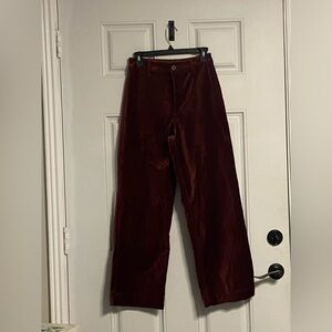 T28a- PRINCESS HIGHWAY Reddish Brown Velvet Wide Leg Corduroy Pants
